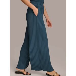 Donna Karan Pleated Pull-on Wide-Leg Plissé Pants | Womens M, Tide Blue NWT